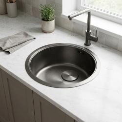 Pure.Sink Rondo Gun metal Ronde Spoelbak Vlakinbouw, Onderbouw en Opbouw 37 cm PRN38-61